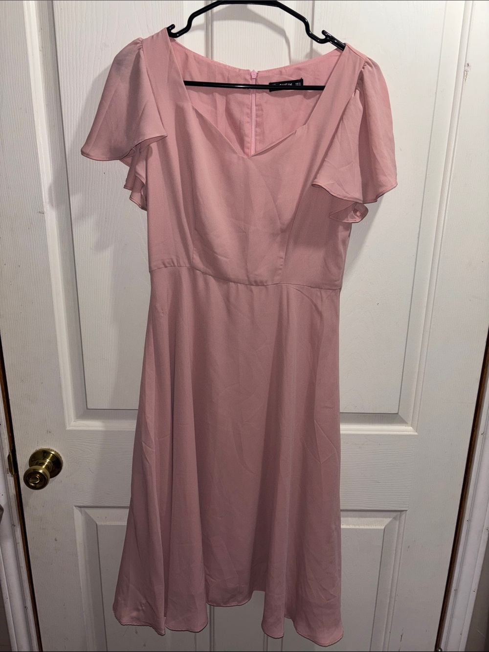 SHEIN Dusty Pink V-Neck Flutter Sleeve Midi Dress | Women’s Size Medium